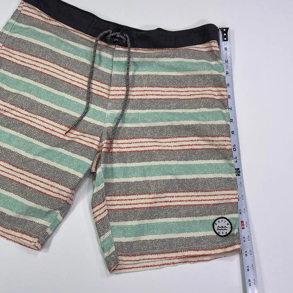Katin Board Shorts Men’s 33 Swim Trunks Surf Striped Drawstring 8”